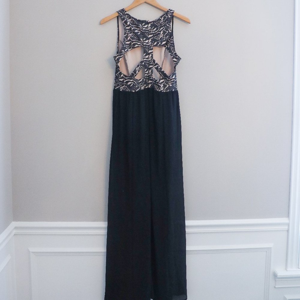 Long Cut Out Racerback Black Dress